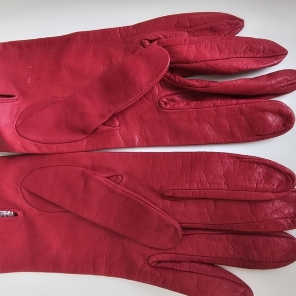 Vintage red leather gloves by Sermoneta, made in Italy - Picture 9 of 10